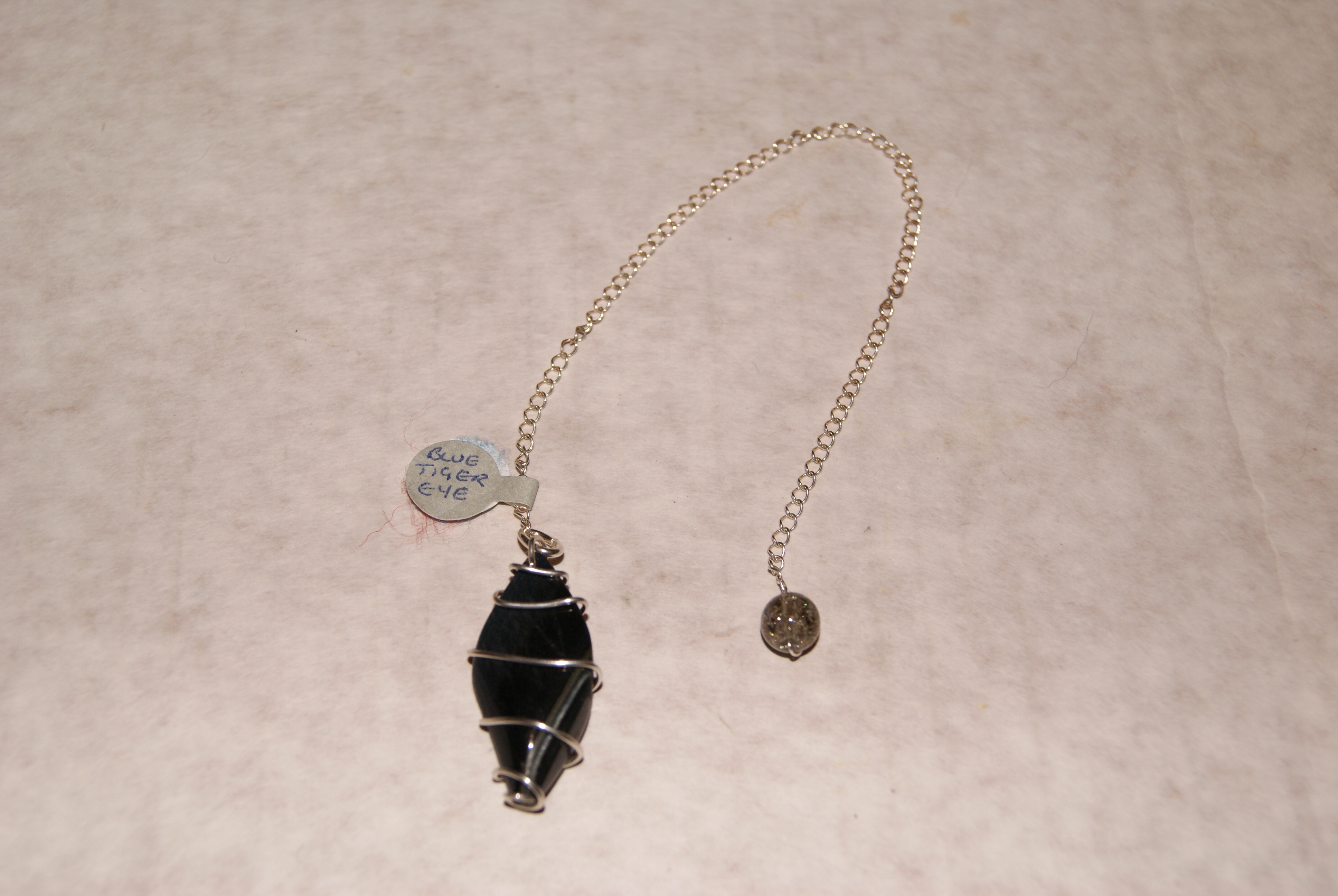 Blue Tiger Eye and Sterling Silver Pendulum Blue Tiger Eye and Sterling Silver Pendulum