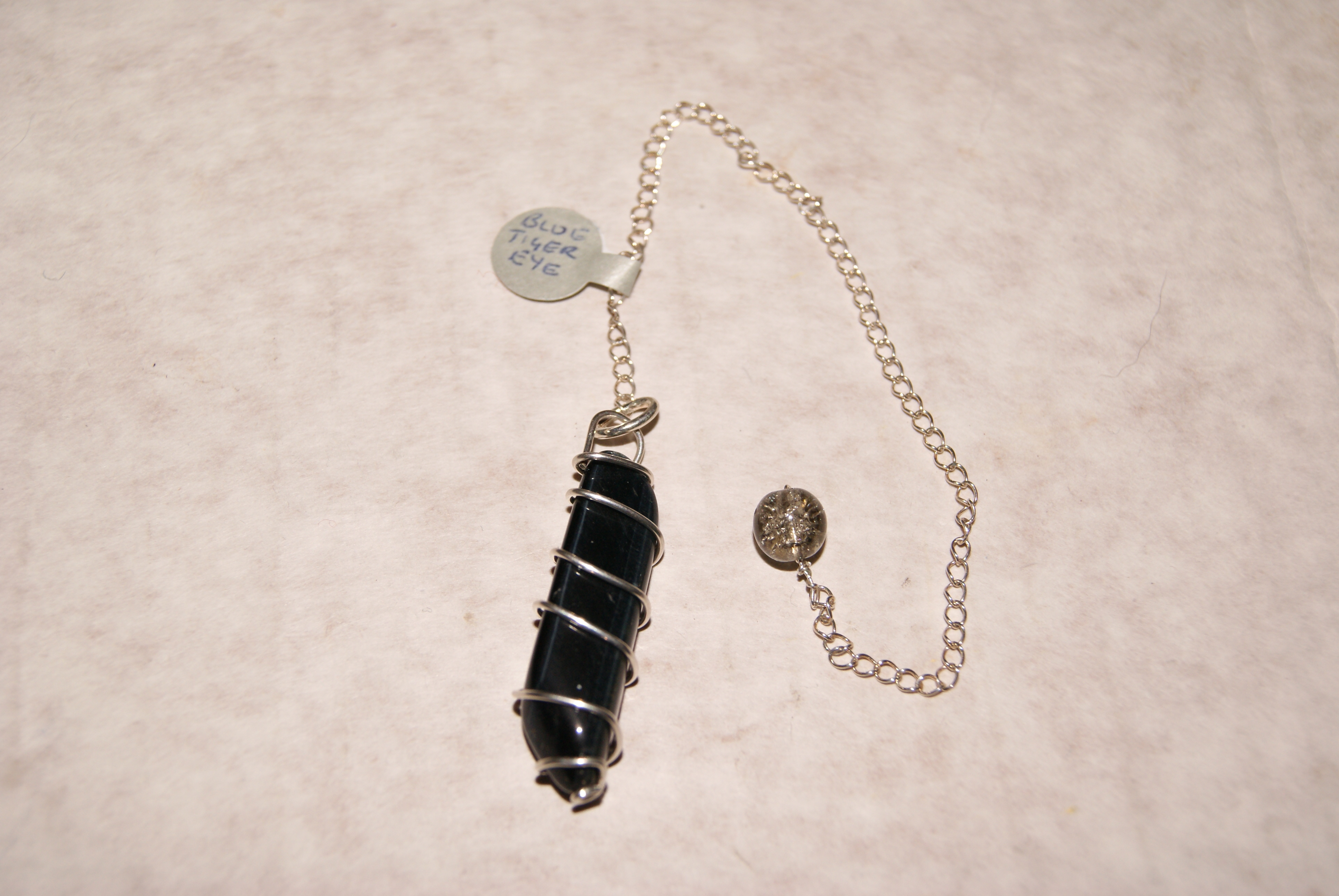 Blue Tiger Eye and Sterling Silver Pendulum (2) Blue Tiger Eye and Sterling Silver Pendulum (2)