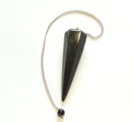 Black Agate Hexagonal Cut Pendulum