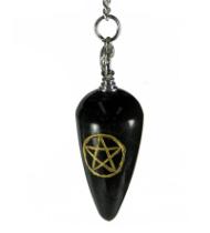 Black Agate Pentacle Design Pendulum