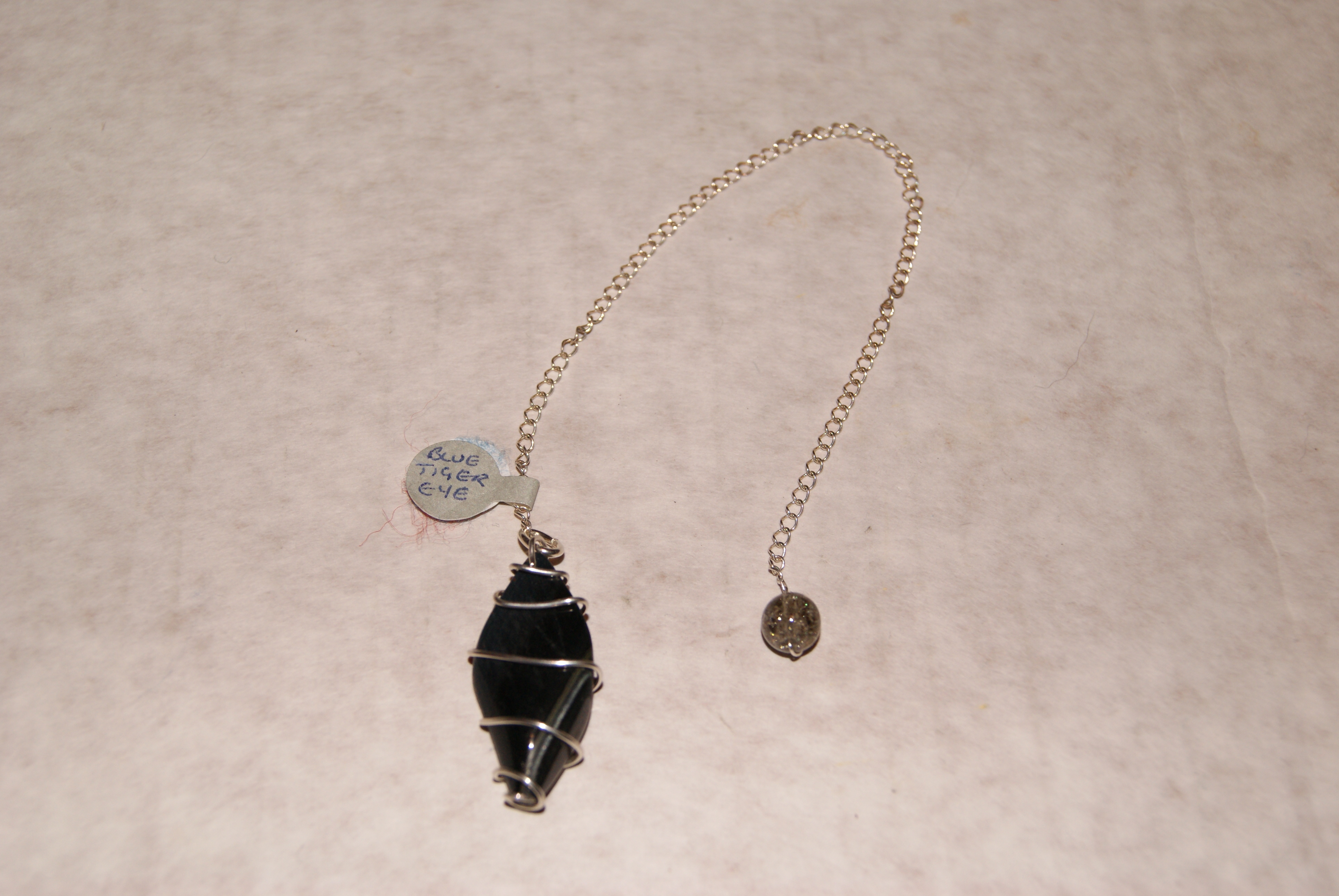 Blue Tiger Eye and Sterling Silver Pendulum